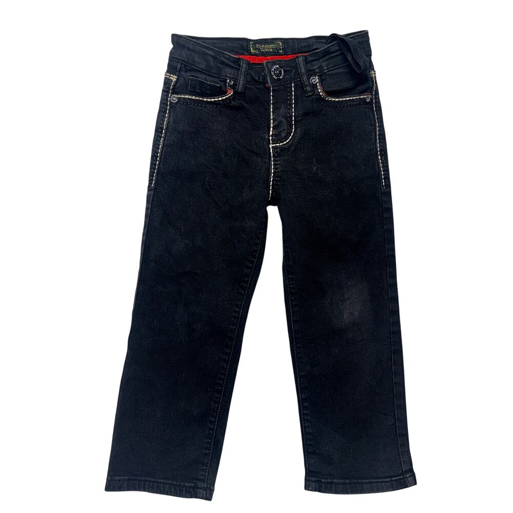 Ace of Diamond Jeans 4 Girls Jet Black Straight Thick Stitching Denim Casual